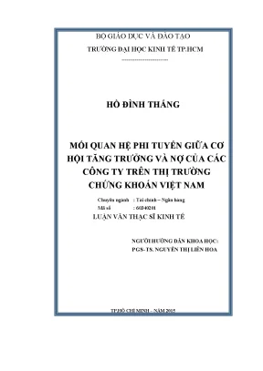 Luận văn thạc sĩ mối quan hệ phi tuyến giữa cơ hội tăng trưởng và nợ của các công ty trên thị trường chứng khoán việt nam