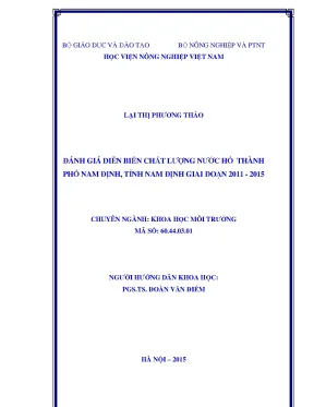Đánh giá diễn biến chất lượng nước hồ thành phố nam định tỉnh nam định giai đoạn 2011 2015
