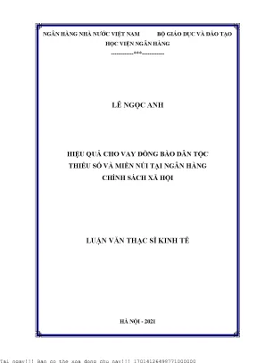 Hiệu quả cho vay đồng bào dân tộc thiểu số và miền núi tại ngân hàng chính sách xã hội