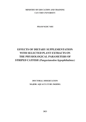 Ảnh hưởng của một số chiết xuất thảo dược lên các chỉ tiêu sinh lý cá tra pangasianodon hypophthalmus