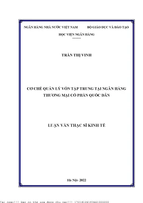 Cơ chế quản lý vốn tập trung tại ngân hàng thương mại cổ phần quốc dân