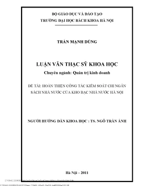 Hoàn thiện ông tá kiểm soát hi ngân sáh nhà nướ ủa kho bạ nhà nướ hj2005hà nội
