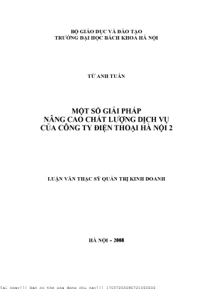 Một số giải pháp nâng ao chất lượng dịch vụ của công ty điện thoại hà nội 2