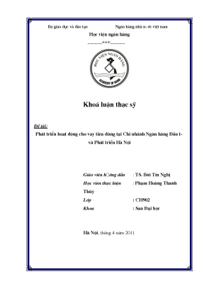 Phát triển hoạt động cho vay tiêu dùng tại chi nhánh ngân hàng đầu tư và phát triển hà nội