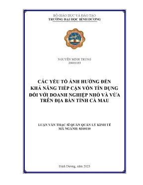 Các yếu tố ảnh hưởng đến khả năng tiếp cận vốn tín dụng đối với doanh nghiệp nhỏ và vừa trên địa bàn tỉnh cà mau