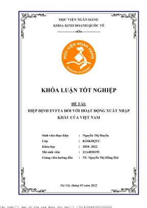 Hiệp định evfta đối với hoạt động xuất nhập khẩu của việt nam