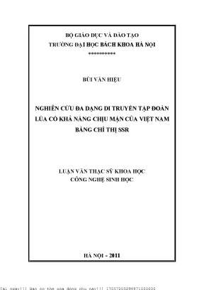 Nghiên ứu đa dạng di truyền tập đoàn lúa ó khả năng hịu mặn ủa việt nam bằng hỉ thị ssr