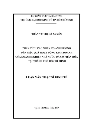 Luận văn thạc sĩ kinh tế phân tích các nhân tố ảnh hưởng đến hiệu quả hoạt động kinh doanh của doanh nghiệp nhà nước đã cổ phần hóa tại thành phố hồ chí minh