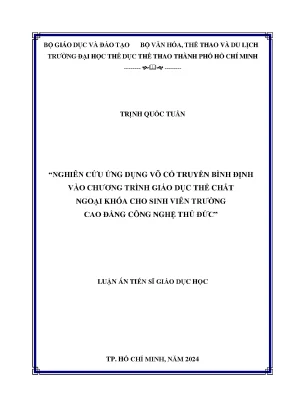 Nghiên cứu ứng dụng võ cổ truyền bình định vào chương trình giáo dục thể chất ngoại khóa cho sinh viên trường cao đẳng công nghệ thủ đức