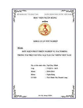 Điều kiện phát triển nghiệp vụ factoring trong tài trợ thương mại tại các ngân hàng thương mại việt nam