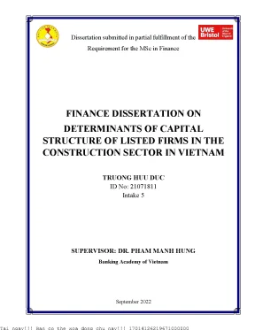 Finance dissertation on determinants of capital structure of listed firms in the construction sector in viet nam