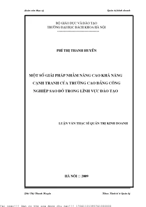 Một số giải pháp nhằm nâng ao khả năng ạnh tranh ủa trường cao đẳng công nghiệp sao đỏ trong lĩnh vự đạo tạo