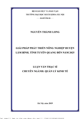 Giải pháp phát triển nông nghiệp huyện lâm bình tỉnh tuyên quang đến năm 2025