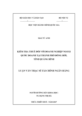Kiểm tra thuế đối với doanh nghiệp ngoài quốc doanh tại thành phố đồng hới tỉnh quảng bình