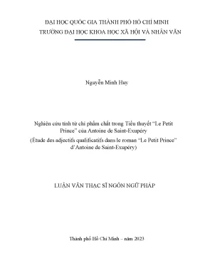 Nghiên cứu tính từ chỉ phẩm chất trong tiểu thuyết le petit prince của antoine de saint exupéry éstude des adjectifs qualificatifs dans le roman le petit prince d antoine de antoine de saint exupéry