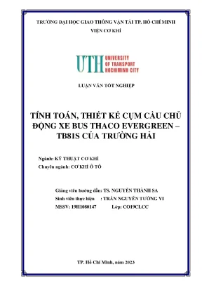 Tính toán thiết kế cụm cầu chủ động xe bus thaco evergreen tb81s của trường hải