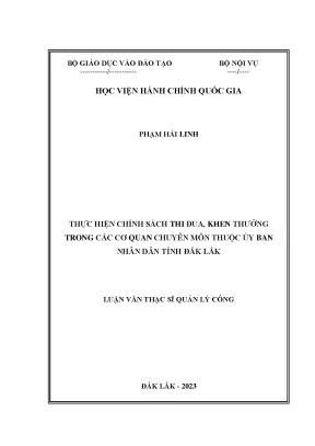 Thực hiện chính sách thi đua khen thưởng trong các cơ quan chuyên môn thuộc ủy ban nhân dân tỉnh đắk lắk