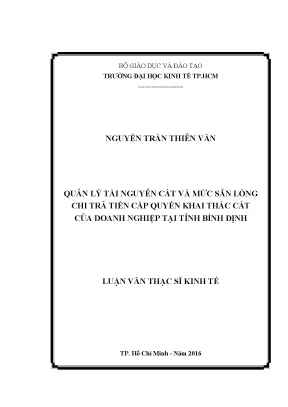 Luận văn thạc sĩ quản lý tài nguyên cát và mức sẵn lòng chi trả tiền cấp quyền khai thác cát của doanh nghiệp tại tỉnh bình định