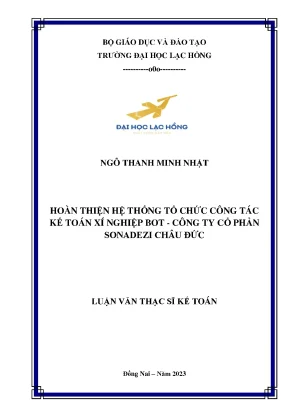 Hoàn thiện hệ thống tổ chức công tác kế toán xí nghiệp bot công ty cổ phần sonadezi châu đức