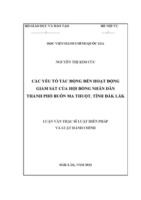 Các yếu tố tác động đến hoạt động giám sát của hội đồng nhân dân thành phố buôn ma thuột tỉnh đắk lắk