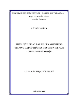 Thẩm định dự án đầu tư của ngân hàng thương mại cổ phần kỹ thương việt nam chi nhánh hàng đậu