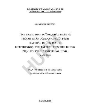 Luận văn tình trạng dinh dưỡng khẩu phần và thói quen ăn uống của người bệnh đái tháo đường tuýp ii điều trị ngoại trú tại bệnh viện điều dưỡng phục hồi chức năng trung ương năm 2018