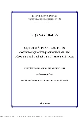 Một số giải pháp hoàn thiện ông tác quản trị nguồn nhân lực công ty thiết kế tàu thủy sinus việt nam