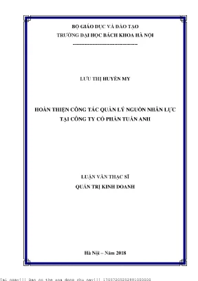 Hoàn thiện ông tá quản lý nguồn nhân lự tại công ty ổ phần tuấn anh