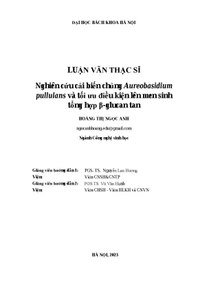 Nghiên cứu cải biến chủng aureobasidium pullulans và tối ưu điều kiện lên men sinh tổng hợp b glucan tan
