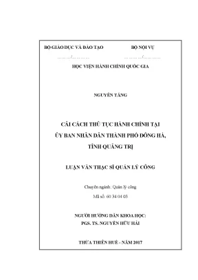 Luận văn thạc sĩ cải cách thủ tục hành chính tại ủy ban nhân dân thành phố đông hà tỉnh quảng trị