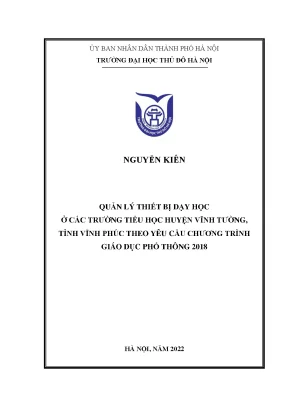 Quản lý thiết bị dạy học ở các trường tiểu học huyện vĩnh tường tỉnh vĩnh phúc theo yêu cầu chương trình giáo dục phổ thông 2018