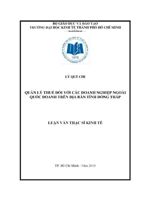 Luận văn thạc sĩ kinh tế quản lý thuế đối với các doanh nghiệp ngoài quốc doanh trên địa bàn tỉnh đồng tháp