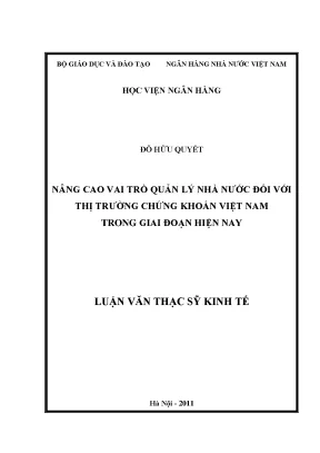 Nâng cao vai trò quản lý nhà nước đối với thị trường chứng khoán việt nam trong giai đoạn hiện nay