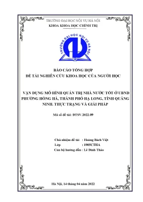Đề tài mô hình quản trị nhà nước tốt ở ubnd phường hồng hà thành phố hạ long tỉnh quảng ninh thực trạng và giải pháp