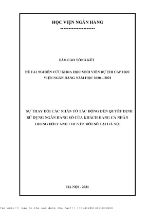Sự thay đổi các nhân tố tác động đến quyết định sử dụng ngân hàng số của khách hàng cá nhân trong bối cảnh chuyển đổi số tại hà nội