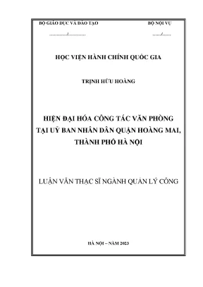 Hiện đại hóa công tác văn phòng tại uỷ ban nhân dân quận hoàng mai thành phố hà nội