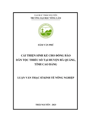 Cải thiện sinh kế cho đồng bào dân tộc thiểu số tại huyện hà quảng tỉnh cao bằng