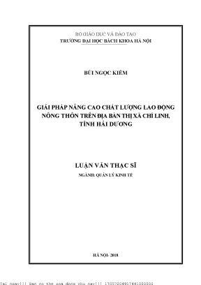 Giải pháp nâng ao hất lượng lao động nông thôn trên địa bàn thị xã chí linh tỉnh hải dương