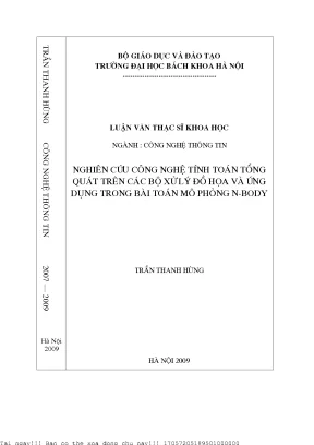 Nghiên ứu công nghệ tính toán tổng quát trên các bộ xử lý đồ họa và ứng dụng trong bài toán mô phỏng n body