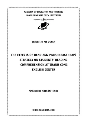 The effects of read ask paraphrase rap strategy on students reading comprehension at thanh cong english center