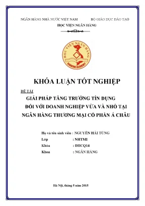 Giải pháp tăng trưởng tín dụng đối với doanh nghiệp vừa và nhỏ tại ngân hàng thương mại cổ phần á châu