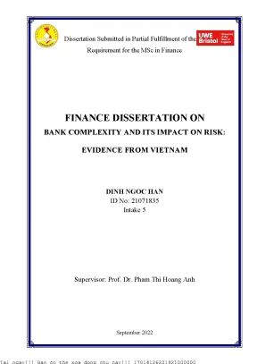 Finance dissertation on bank complexity and its impact on risk evidence from vietnam