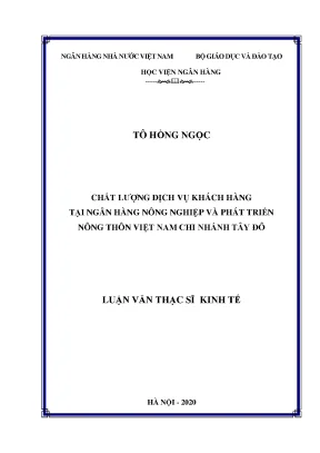 Chất lượng dịch vụ khách hàng tại ngân hàng nông nghiệp và phát triển nông thôn việt nam chi nhánh tây đô