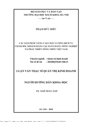 Cá giải pháp nâng cao chất lượng dịch vụ chăm sóc khách hàng tại ngân hàng nông nghiệp và phát triển nông thôn agribank