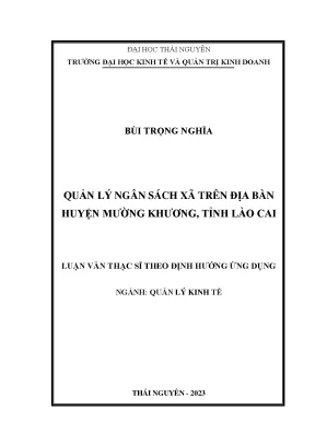 Quản lý ngân sách xã trên địa bàn huyện mường khương tỉnh lào cai
