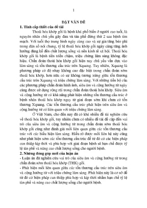 Nghiên cứu đặc điểm lâm sàng cận lâm sàng siêu âm và cộng hưởng từ khớp gối ở bệnh nhân thoái hóa khớp gối
