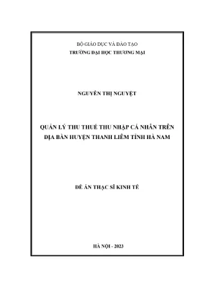 Quản lý thu thuế thu nhập cá nhân trên địa bàn huyện thanh liêm tỉnh hà nam