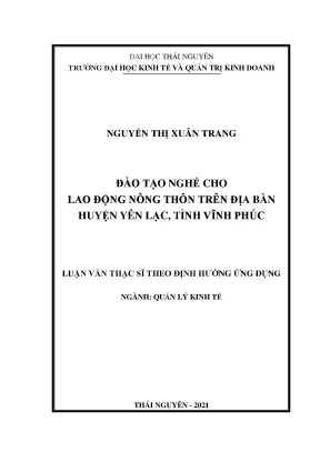 Đào tạo nghề cho lao động nông thôn huyện yên lạc tỉnh vĩnh phúc