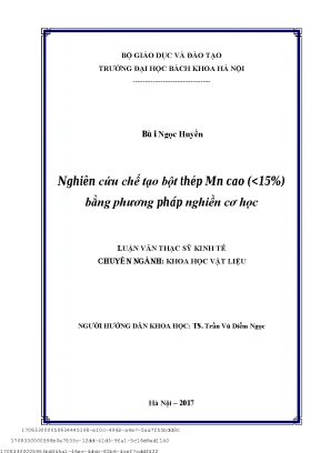 Nghiên ứu hế tạo bột thép mn cao 10 bằng phương pháp nghiền ơ họ
