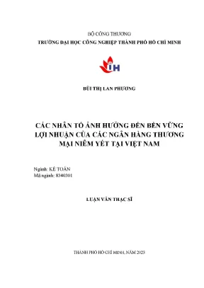 Các nhân tố ảnh hưởng đến bền vững lợi nhuận của các ngân hàng thương mại niêm yết tại việt nam